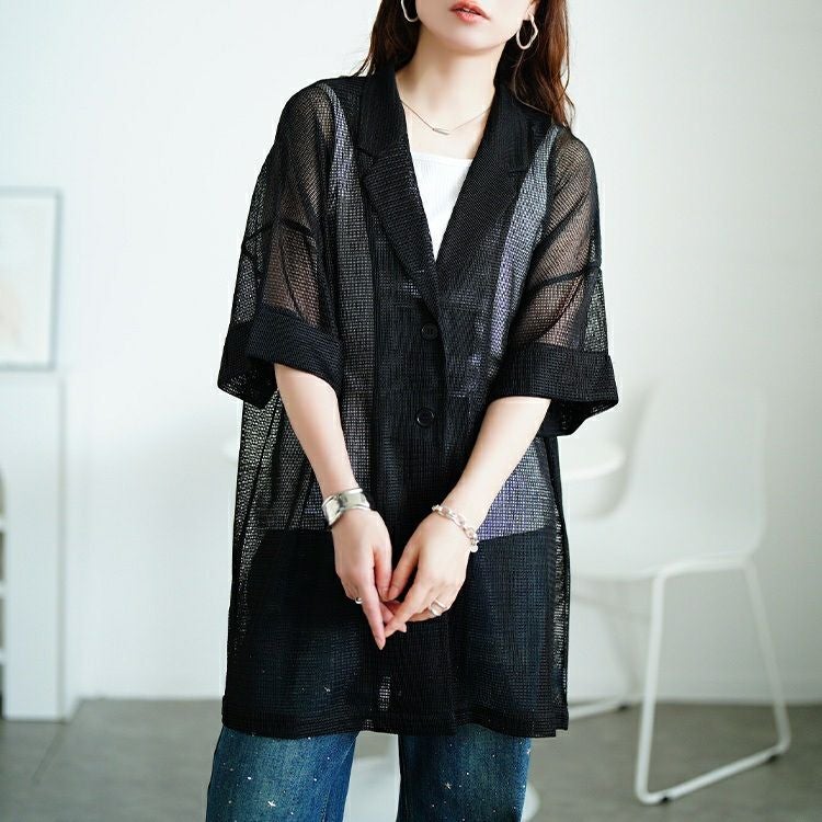 大きいサイズ レディース メッシュテーラードジャケット　sw-0774