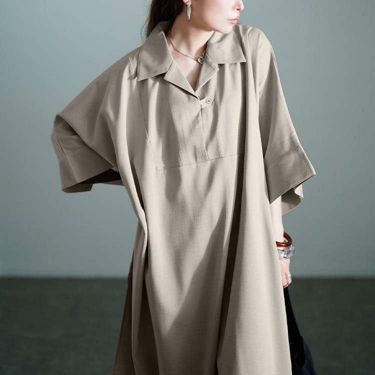 大きいサイズ レディース 接触冷感ドルマンシャツチュニック　sw-0772 グレージュ