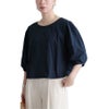 大きいサイズ レディース クロップド丈ランタンスリーブTシャツ　maru-30188 【メール便可】 ネイビー