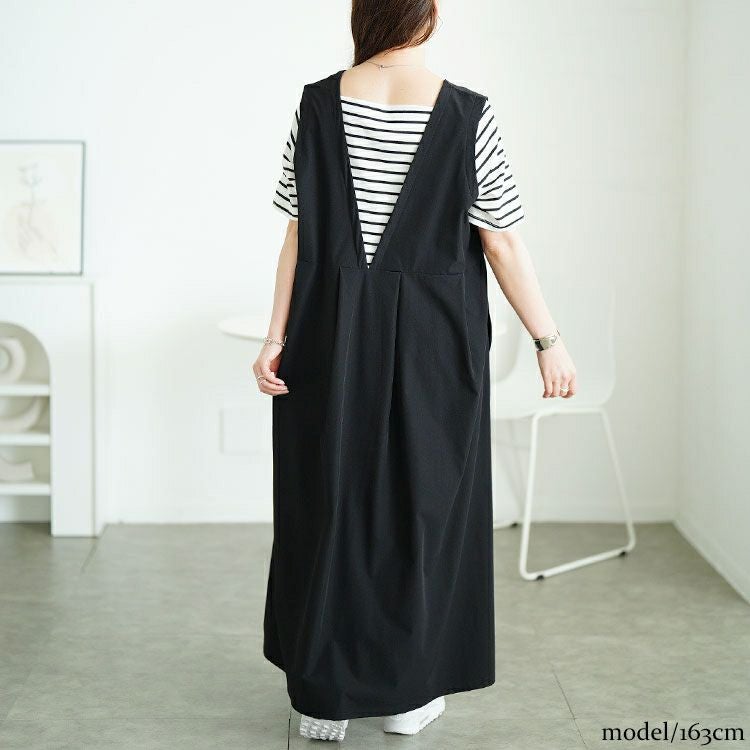 大きいサイズ レディース フェイクレイヤードタックジャンパースカート　maru-30169