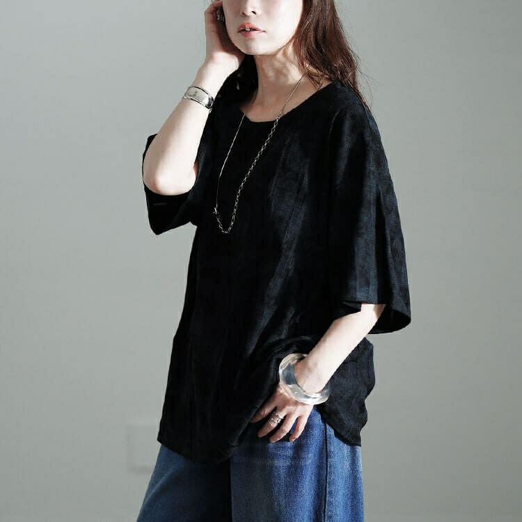 大きいサイズ レディース ムラ染めクラッシュ加工BIGTシャツ　maru-30153 【メール便可】