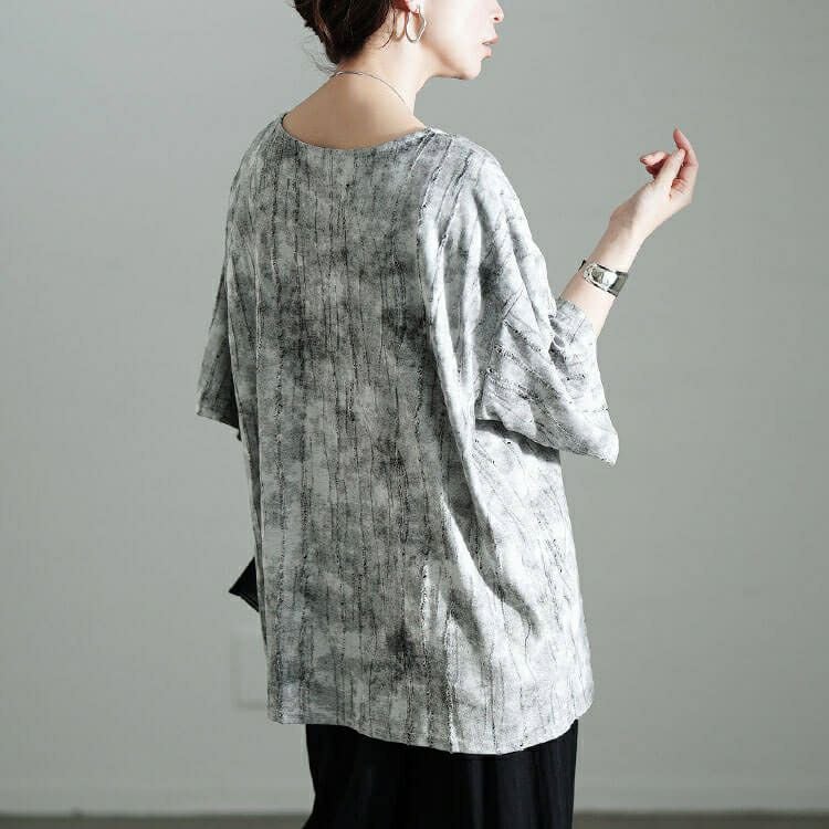 大きいサイズ レディース ムラ染めクラッシュ加工BIGTシャツ　maru-30153 【メール便可】