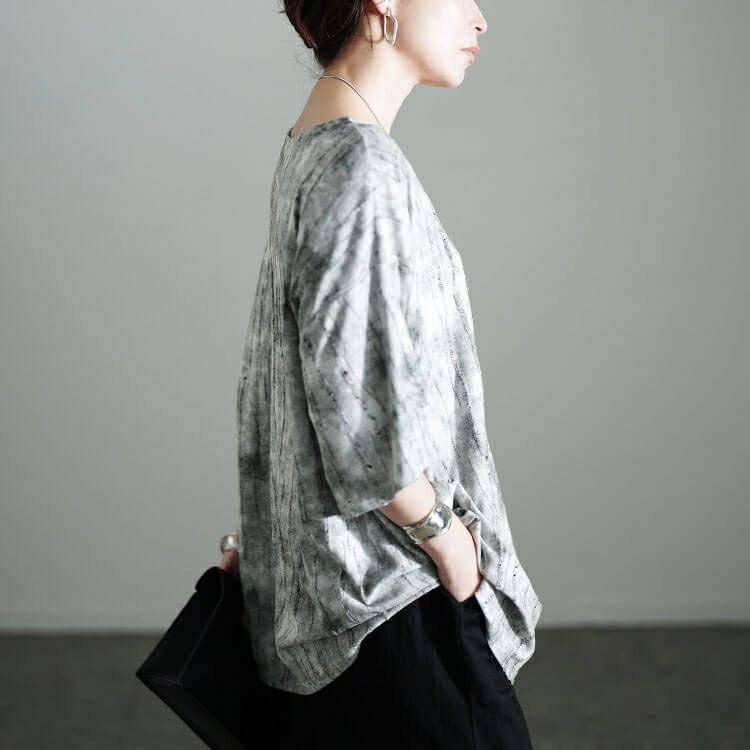 大きいサイズ レディース ムラ染めクラッシュ加工BIGTシャツ　maru-30153 【メール便可】