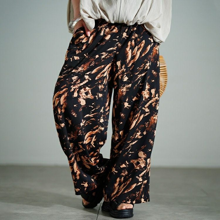 大きいサイズ レディース ペイント柄ワイドパンツ　tog-1053 【メール便可】