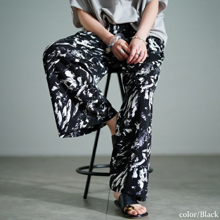 大きいサイズ レディース ペイント柄ワイドパンツ　tog-1053 【メール便可】