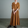 大きいサイズ レディース 胸タックギャザー切り替えワイドワンピース　maru-30177 キャメル