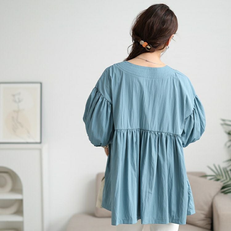 大きいサイズ レディース 接触冷感ギャザー切り替えチュニック　maru-30173 【メール便可】