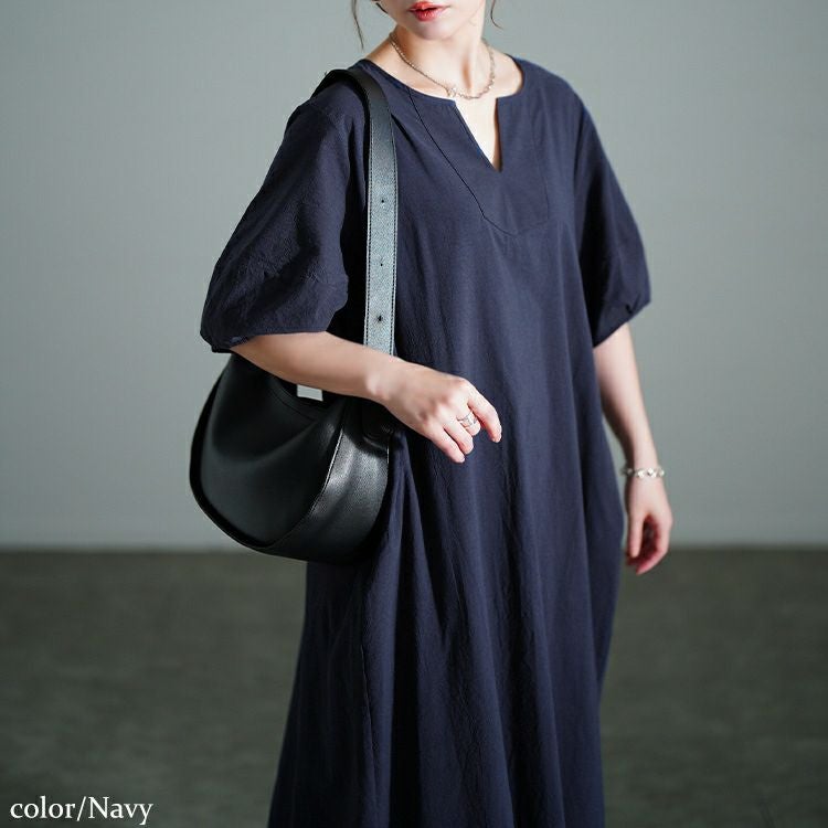 大きいサイズ レディース 後ろピンタックコットンワンピース　maru-30172 【メール便可】