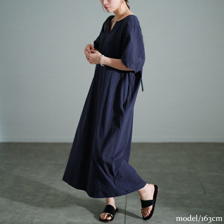 大きいサイズ レディース 後ろピンタックコットンワンピース　maru-30172 【メール便可】