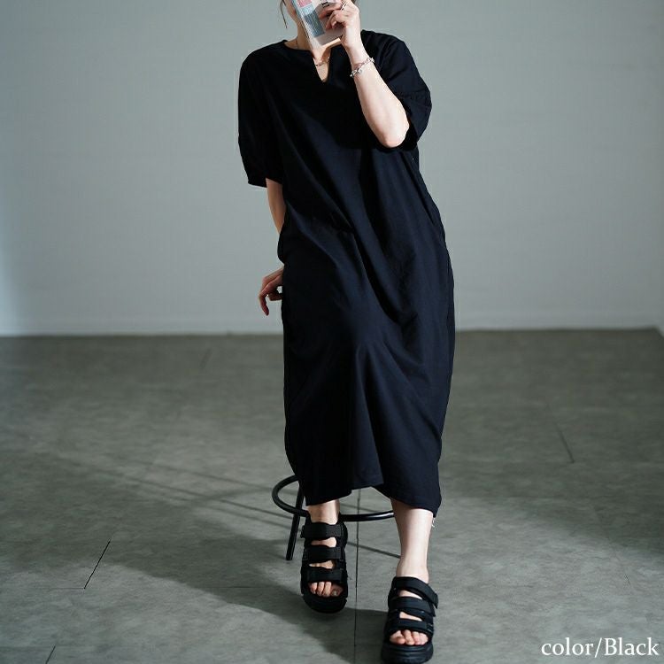 大きいサイズ レディース 後ろピンタックコットンワンピース　maru-30172 【メール便可】