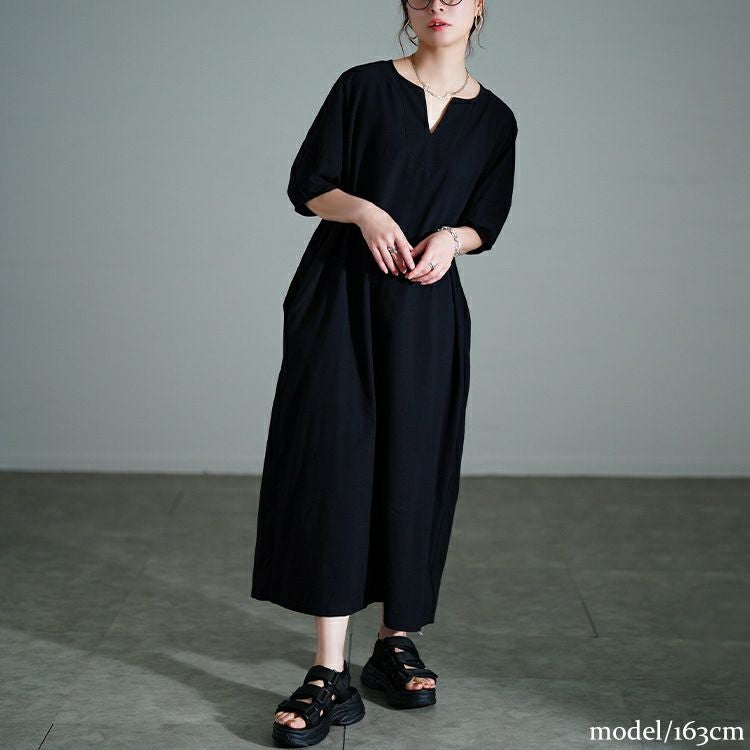 大きいサイズ レディース 後ろピンタックコットンワンピース　maru-30172 【メール便可】