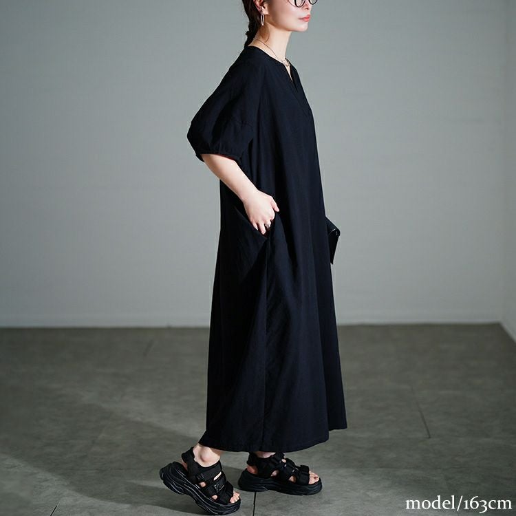 大きいサイズ レディース 後ろピンタックコットンワンピース　maru-30172 【メール便可】