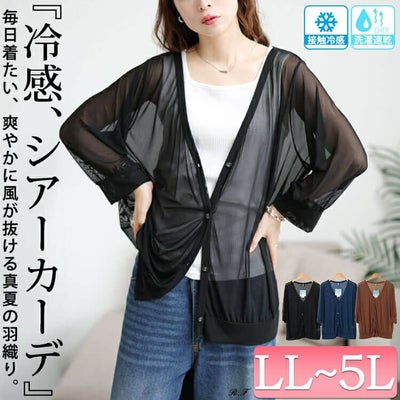大きいサイズ レディース 接触冷感＆洗濯速乾シアーカーディガン　cpdai-651038 【メール便可】