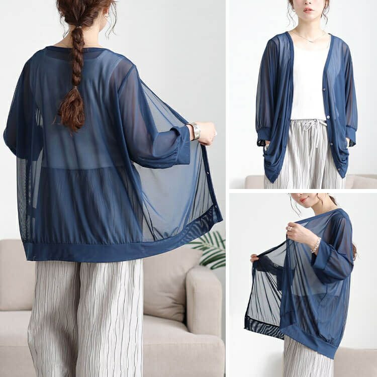 大きいサイズ レディース 接触冷感＆洗濯速乾シアーカーディガン　cpdai-651038 【メール便可】