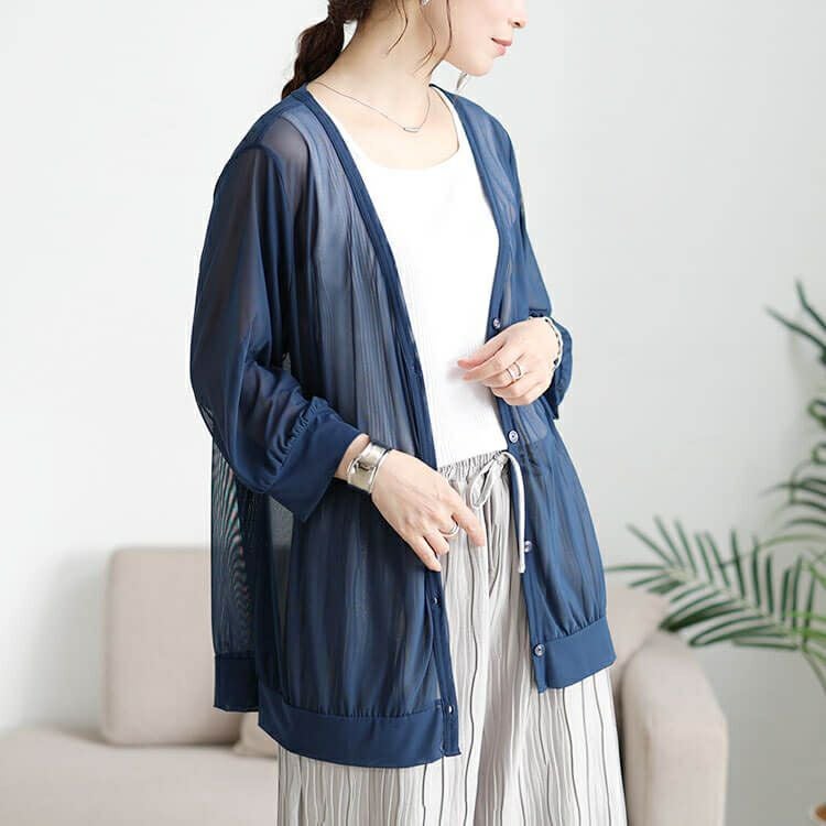 大きいサイズ レディース 接触冷感＆洗濯速乾シアーカーディガン　cpdai-651038 【メール便可】