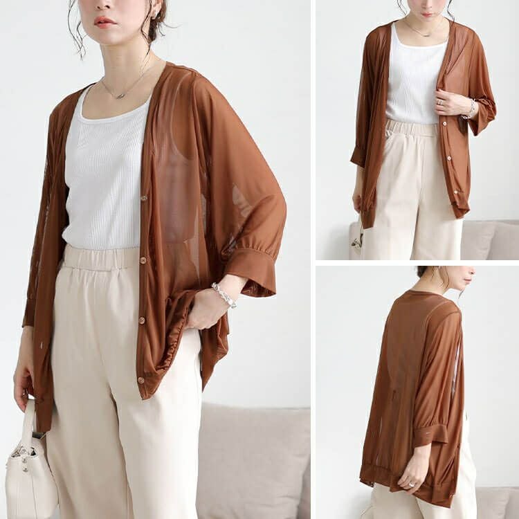 大きいサイズ レディース 接触冷感＆洗濯速乾シアーカーディガン　cpdai-651038 【メール便可】