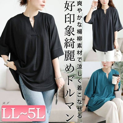 大きいサイズ レディース 楊柳胸タックドルマンチュニック　cast-5554050 【メール便可】