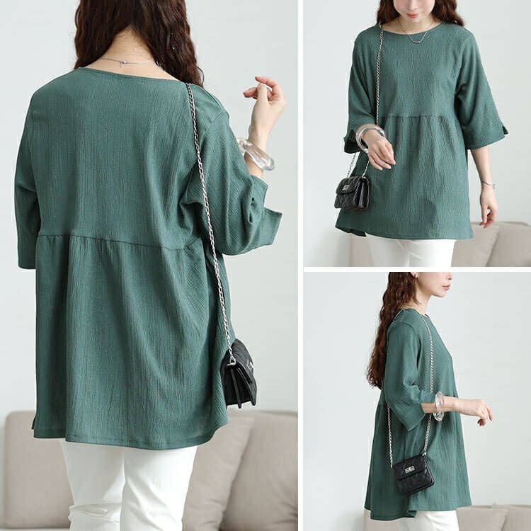 大きいサイズ レディース 楊柳フレアぺプラムチュニック　cast-5554053 【メール便可】