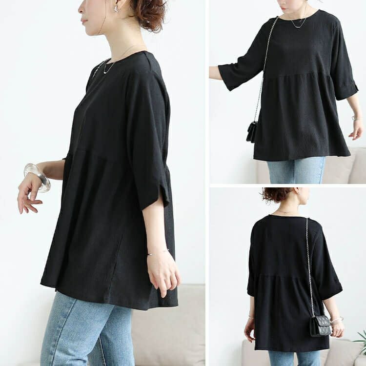 大きいサイズ レディース 楊柳フレアぺプラムチュニック　cast-5554053 【メール便可】