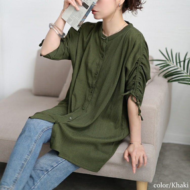 大きいサイズ レディース 楊柳ドロストドルマンシャツ　cast-5554052 【メール便可】