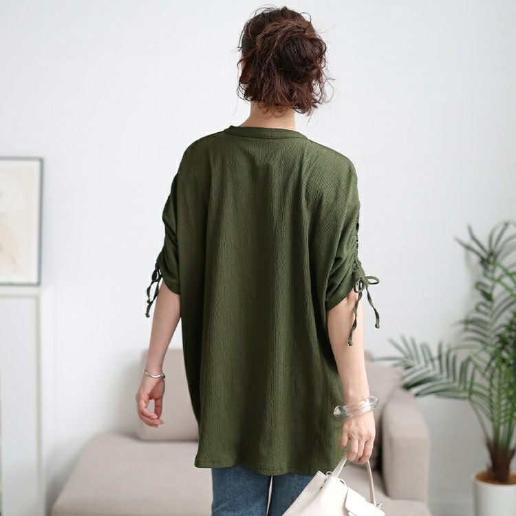大きいサイズ レディース 楊柳ドロストドルマンシャツ　cast-5554052 【メール便可】