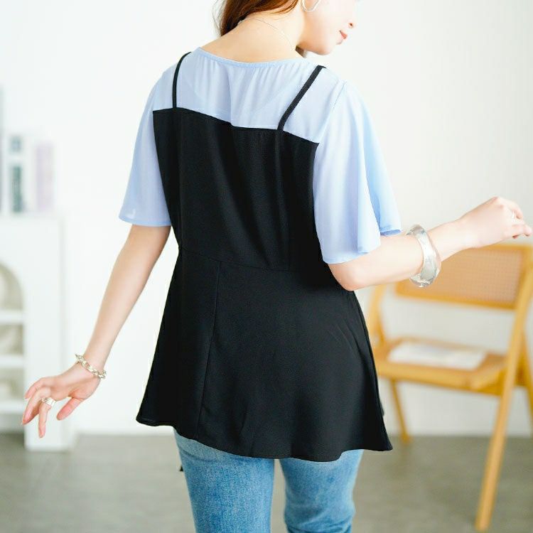 大きいサイズ レディース ブラウスドッキングペプラムトップス　goldy-1710【メール便可】