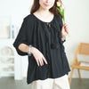 大きいサイズ レディース リボンスキッパーフリルブラウス　goldy-1708【メール便可】 ブラック