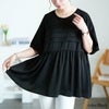 大きいサイズ レディース タックペプラムビスチェ重ね着風Tシャツ　fem-598 【メール便可】 ブラック