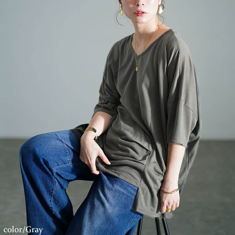 大きいサイズ レディース アシメタックプルオーバー　fem-596 【メール便可】