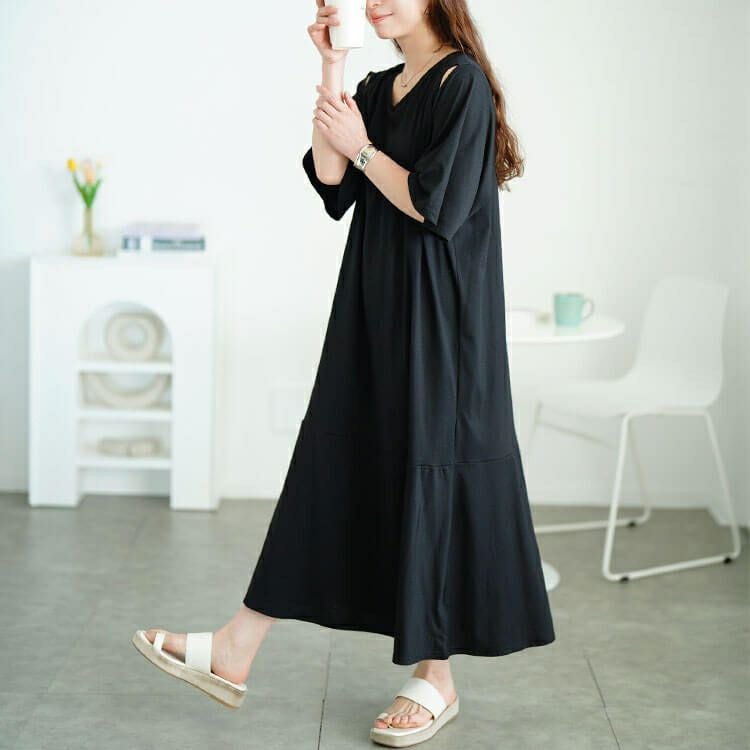 大きいサイズ レディース オープンショルダーマーメイドワンピース　fem-595