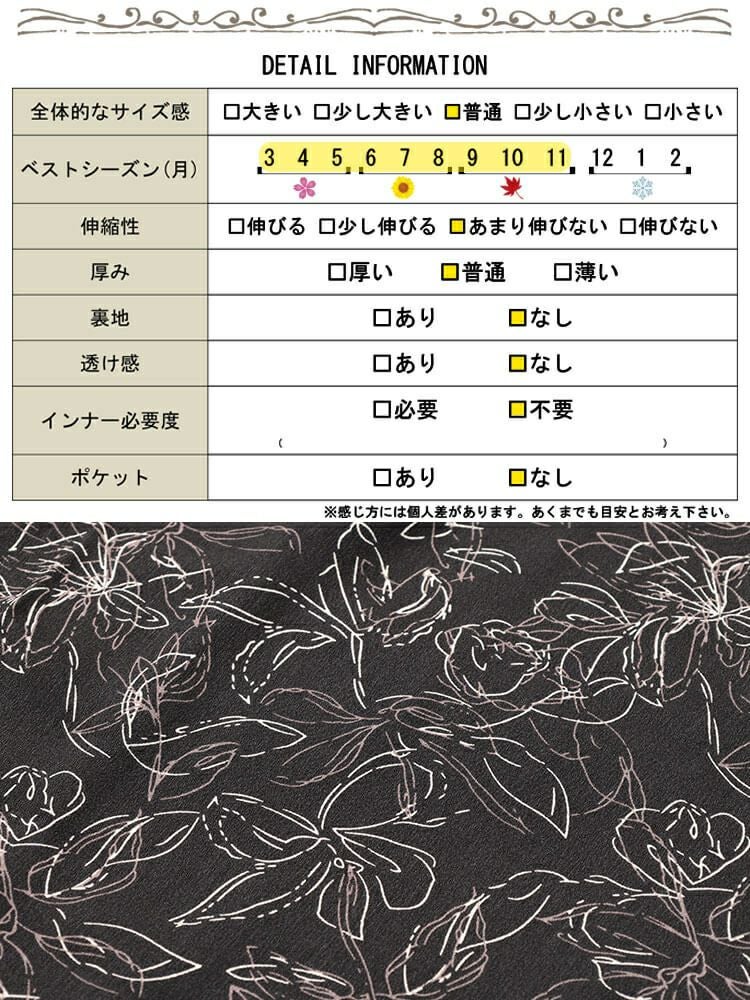大きいサイズ レディース 花柄胸元ギャザー重ね着風ワンピース　fem-591 【メール便可】