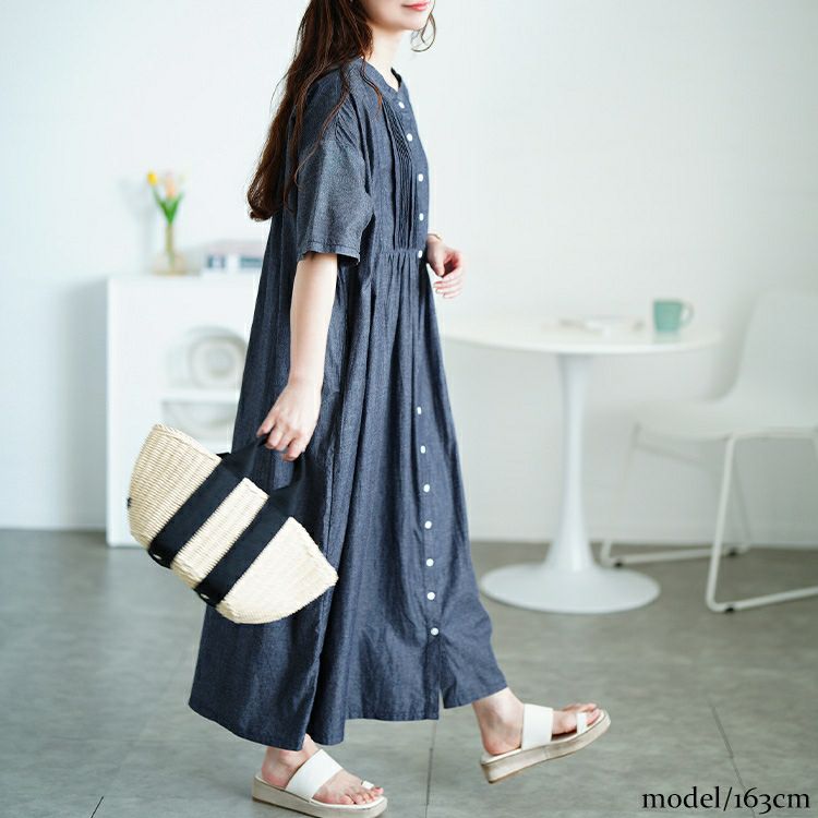 大きいサイズ レディース ピンタックコットンシャツワンピース　maru-30159