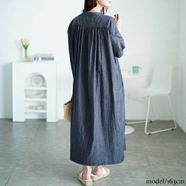 大きいサイズ レディース ピンタックコットンシャツワンピース　maru-30159