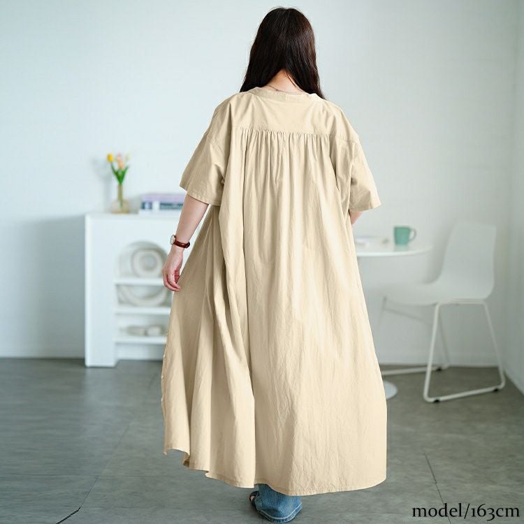 大きいサイズ レディース ピンタックコットンシャツワンピース　maru-30159