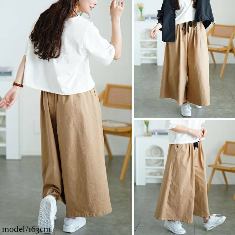 大きいサイズ レディース タックワイドスカーチョ　jp538