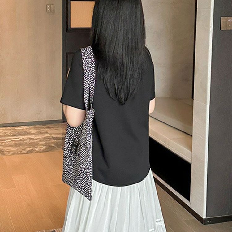 大きいサイズ レディース ウェーブ裾アシメTシャツ　goldy-1703【メール便可】