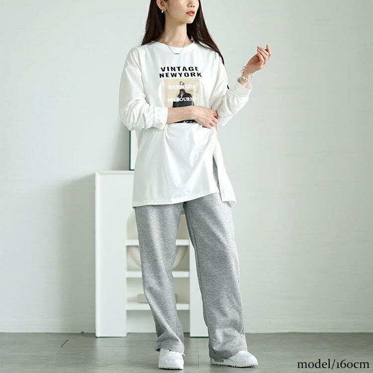 大きいサイズ レディース ストレートワイドスウェットパンツ　goldy-1701