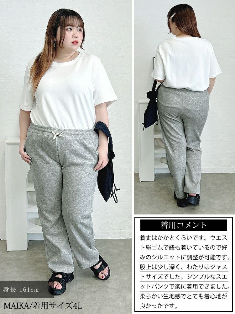 大きいサイズ レディース ストレートワイドスウェットパンツ　goldy-1701