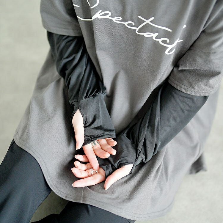 大きいサイズ レディース 指穴付きロングアームカバー　goldy-1694【メール便可】