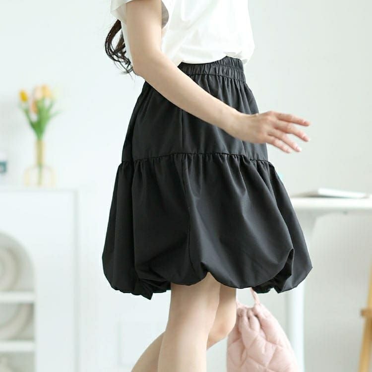 大きいサイズ レディース 切り替えバルーンミニスカート　jp549 【メール便可】