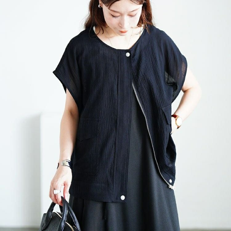 大きいサイズ レディース 裾ドロストサファリベスト　sw-0775 【メール便可】