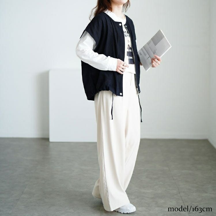 大きいサイズ レディース 裾ドロストサファリベスト　sw-0775 【メール便可】