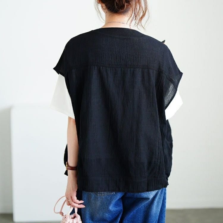 大きいサイズ レディース 裾ドロストサファリベスト　sw-0775 【メール便可】