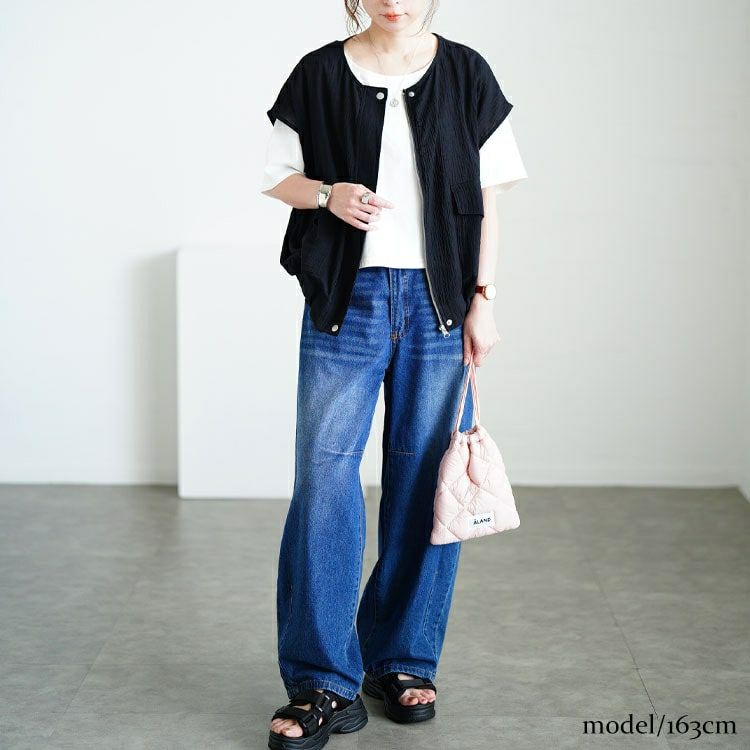 大きいサイズ レディース 裾ドロストサファリベスト　sw-0775 【メール便可】