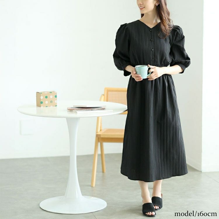 大きいサイズ レディース バックリボンパワショルワンピース　tani-15613ll