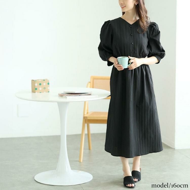 大きいサイズ レディース バックリボンパワショルワンピース　tani-15613ll ブラック