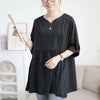 大きいサイズ レディース 袖シフォン切り替えペプラムチュニック　cast-5556004 【メール便可】 ブラック