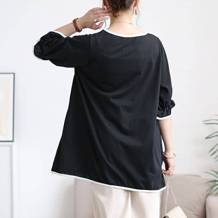 大きいサイズ レディース 配色パイピングキャンディスリーブチュニック　cast-5556002 【メール便可】