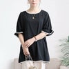大きいサイズ レディース 配色パイピングキャンディスリーブチュニック　cast-5556002 【メール便可】 ブラック