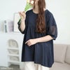 大きいサイズ レディース 袖レース切り替えペプラムチュニック　cast-5556000 【メール便可】 ネイビー